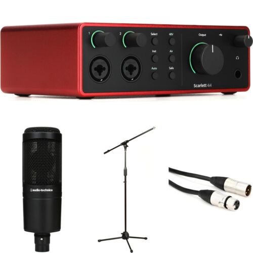 Focusrite Scarlett 4i4 4th Gen USB Audio Interface and Audio-Technica AT2020