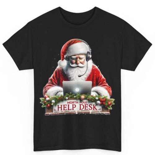 Christmas Santa Claus North Pole Help Desk Xmas Pajamas Cotton T-Shirt