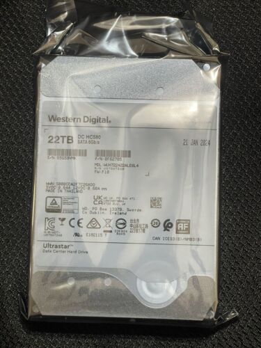 Western Digital 22TB Ultrastar DC HC580 Data Center Internal HDD – NEW