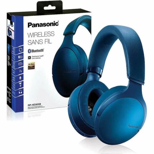 Panasonic Wireless Over The Ear Headphones, Bass Enhancer, Hi-Res Sound -Blue