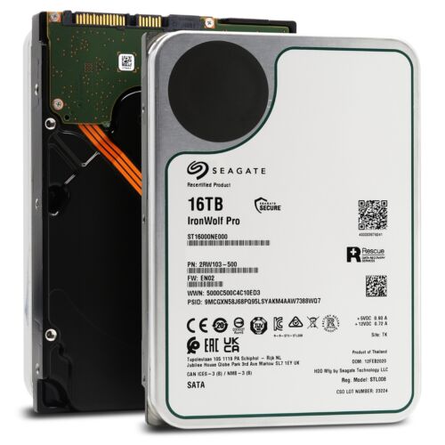 Seagate IronWolf Pro 16TB 7200 RPM SATA 6Gb/s 3.5″ NAS HDD (ST16000NE000)