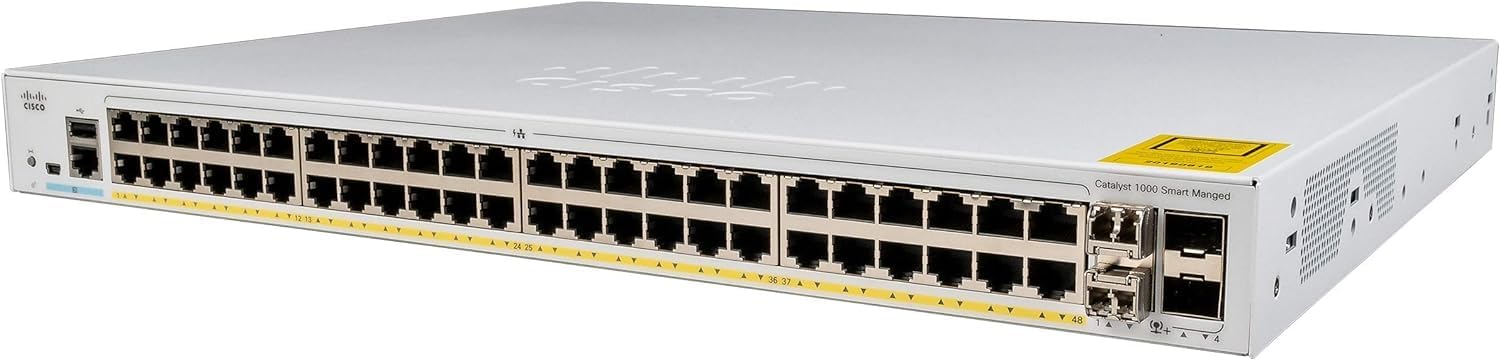 Cisco Catalyst 1000-48T-4X-L Network Switch, 48 Gigabit Ethernet (GbE) Ports, 4 10G SFP+ Uplink Ports, Enhanced Limited (C1000-48T-4X-L)