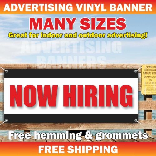 NOW HIRING Advertising Banner Vinyl Mesh Sign job service employees help wanted