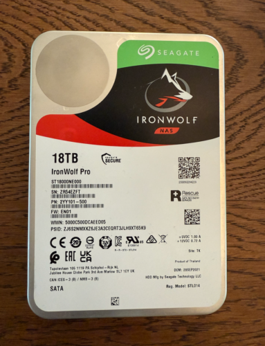 Seagate IronWolf Pro ST18000NE000 18TB 7.2K RPM SATA 3.5in Hard Drive