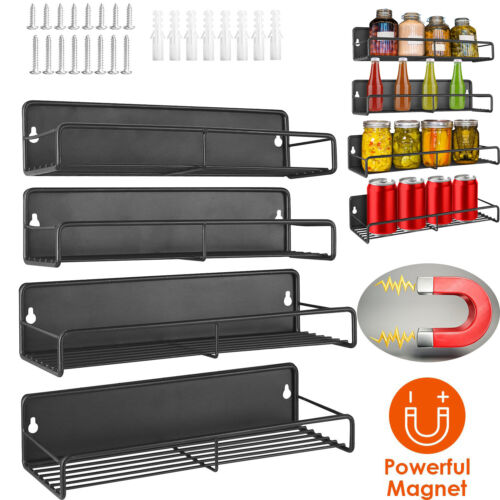 4Pack Magnetic Spice Rack Organizer for Refrigerator Fridge Storage Shelf Holder