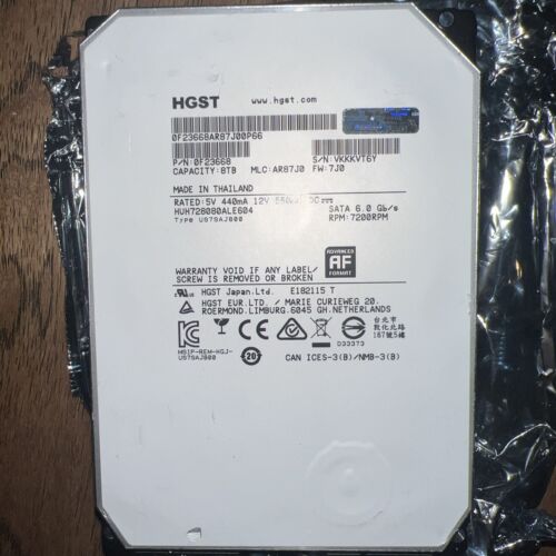 HGST Ultrastar HUH728080ALE604 (0F23668) 8TB 7200RPM SATA 6Gb/s 3.5″ Hard Drive