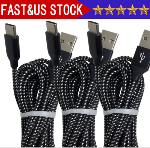 3Pack Braided USB C Type-C Fast Charging Data SYNC Charger Cable Cord 3/6/10FT