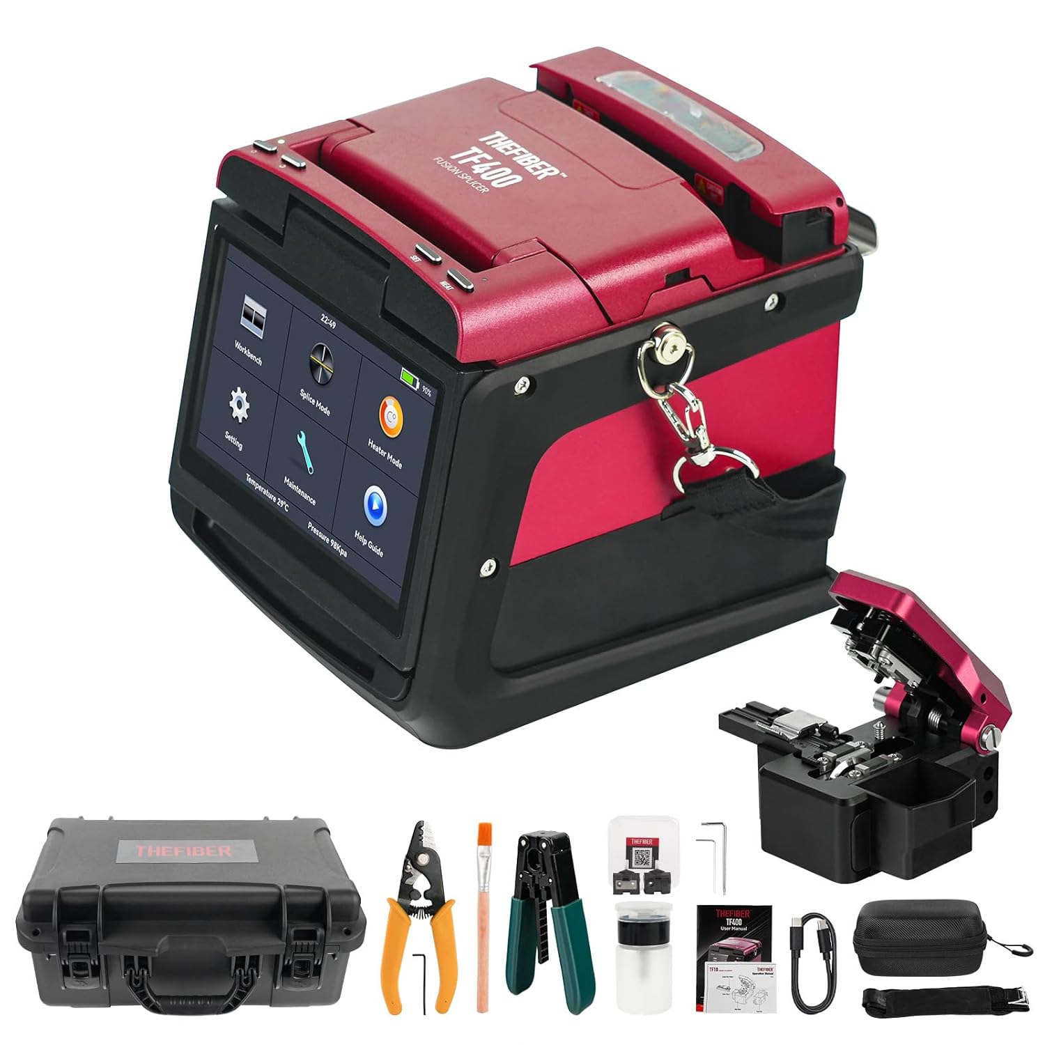 Fiber Optic Fusion Splicer ARC Calibration Automatic core Alignment Welding Splice Inspection Optical Splicing Machine Splicing 6S Heating 15S Jalapeño Red1759