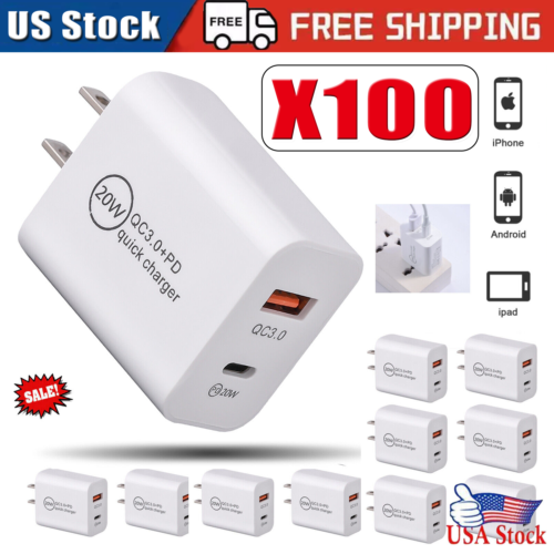 For iPhone 14 13 12 11  20W Fast Charger Block USB Type C Wall Power Adapter Lot