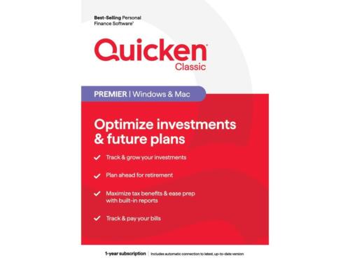 Quicken Classic Premier – 1 Year Subscription (Windows/Mac) [Key Card]