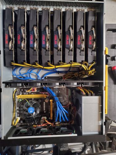 crypto miner rig with 8x Asus p106-100 gpus