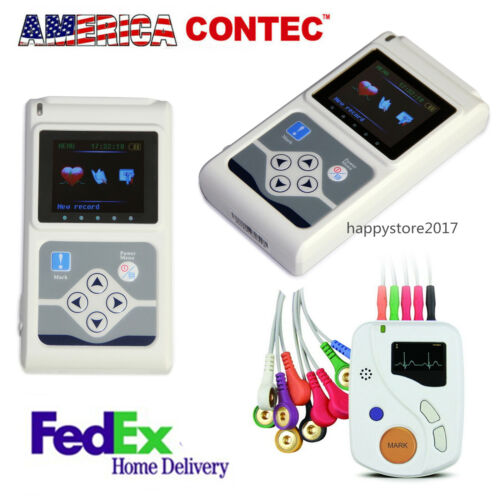 US Stock 3/12 Channel Dynamic ECG Holter 24/48  Hours EKG Recorder +Software