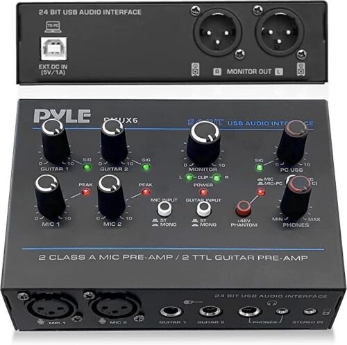 Pyle Compact 2 Channel USB Audio Interface w/Ultralow Noise Design – PMUX6