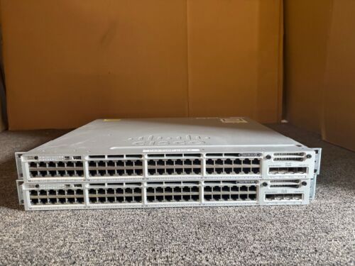 Lot of 2 – Cisco WS-C3850-48U-S 48-Port UPoE Network Switch w/ C3850-NM-4-1G /WH