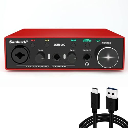 Sunbuck USB Audio Interface Pc & Mac 24Bit/192kHz High-Fidelity 4 professionals