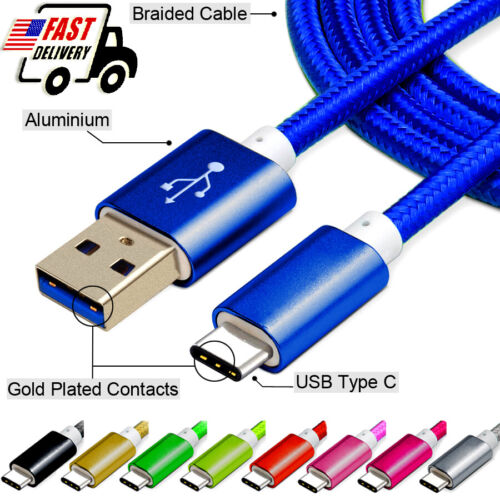 USB-C Type-C Nylon Braided Rope Data Sync Charger Charging Cable Cord LOT