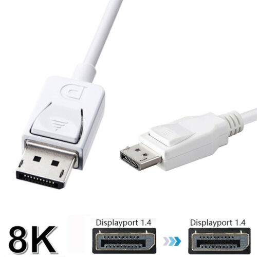 Display Port Cable DP Male to DP Cable Cord 1.4 Support 8K@60hz,4K@144HZ white