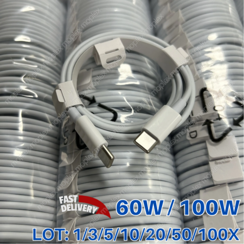 Bulk 60W/100W USB C Fast Charger PD To Type C Cable LOT For iPad Pro/Air MacBook