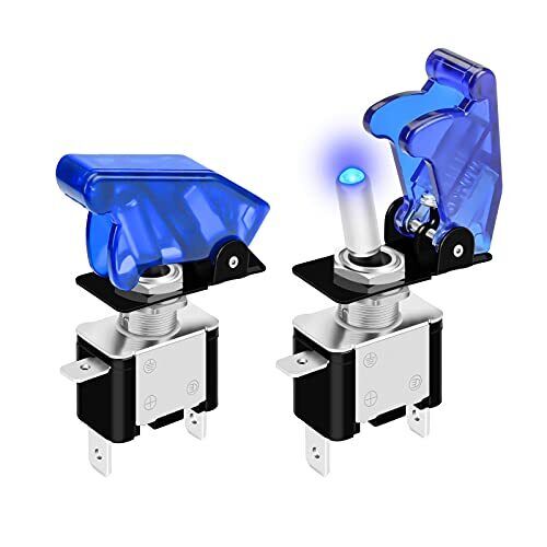 DaierTek 12V Blue LED Lighted Toggle Switch with Safety Cover Guard 3 Pin ON Off