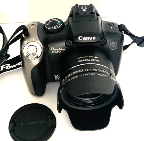 Canon PowerShot SX20 IS 12.1MP Digital SLR Camera Lens Hood/Cover Tested Working