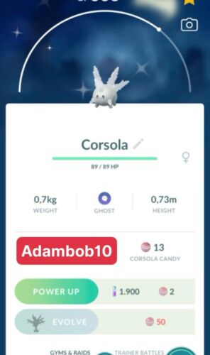 Pokémon Go | Shiny Corsola Galarian | Trade Registered 20K Stardust Or PTC