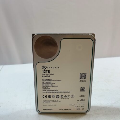 Seagate ST12000VN0007 Ironwolf NAS 12TB 7200RPM 3.5″ Internal Hard Disk Drive