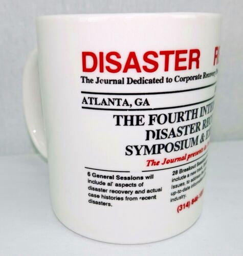 Rare Vintage Disaster Recovery Journal Coffee Mug 4th Int Atlanta Symposium 1992