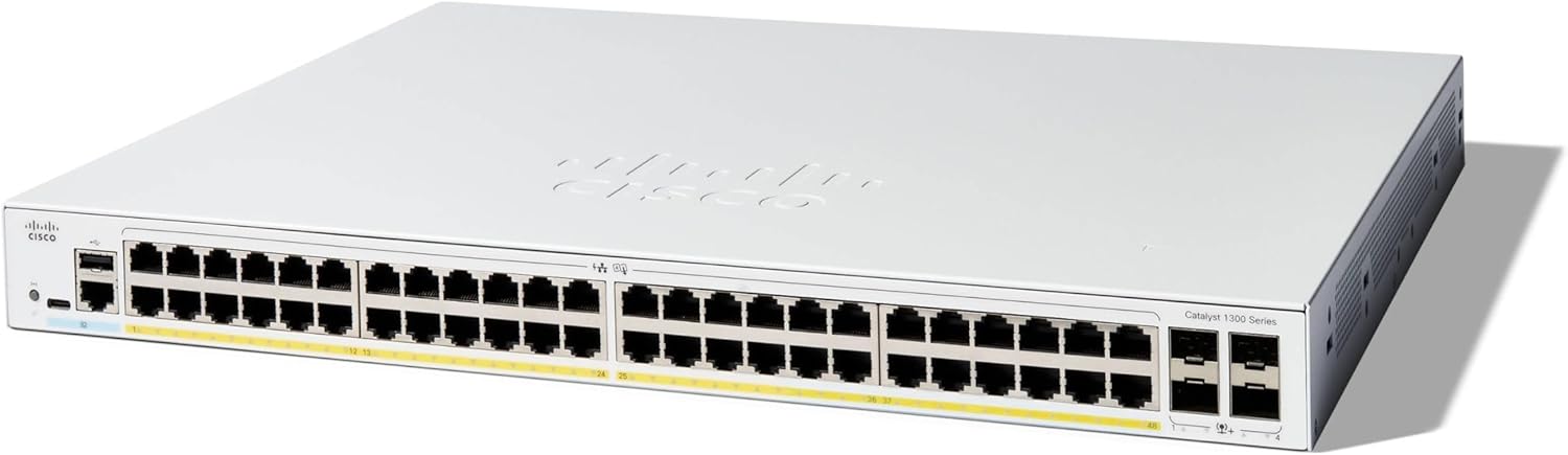 Cisco Catalyst 1300-48FP-4X Managed Switch, 48 Port GE, Full PoE, 4x10GE SFP+, Limited Lifetime Protection (C1300-48FP-4X)