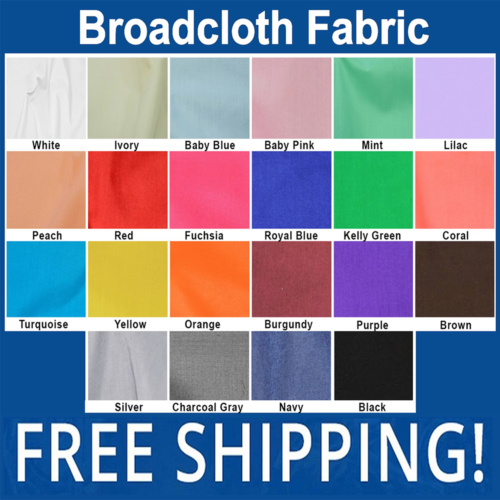 Polyester Cotton Broadcloth Fabric – 60″ Wide – Solid Color – Sold by the Yard