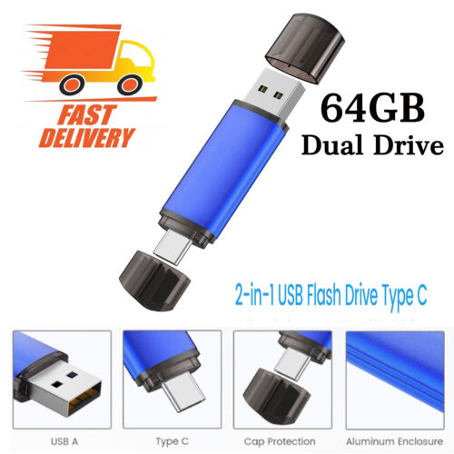 64GB USB2.0 Flash Drive Pen Drive Pen Drive OTG 2 in 1 Dual Drive Data Storage