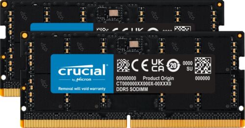 Crucial – 32GB Kit (2x16GB) DDR5 5600MHz C46 SODIMM Laptop Memory – Black