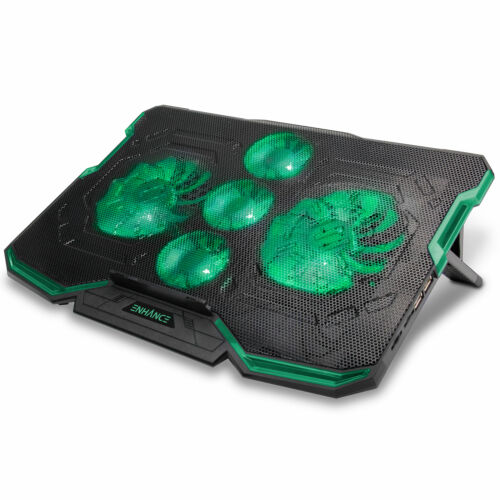 ENHANCE Cryogen Gaming Laptop Cooling Pad – 5 Quiet Cooler Fans and 2 USB Ports