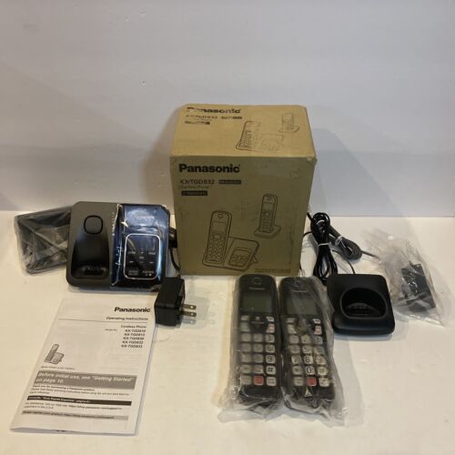 Panasonic KX-TGD832M Cordless Phone w/ Answering Machine 2 Handsets Black