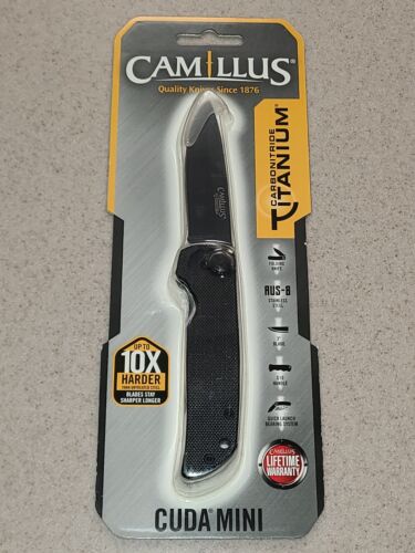 New! Camillus Cuda Mini Linerlock Black G10 Folding AUS-8 Pocket Knife 19637 NIB