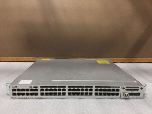 Cisco WS-C3850-48F-L 48-Port PoE+ Gigabit Network Switch w/ 1x PSU C3850-NM-4-1G