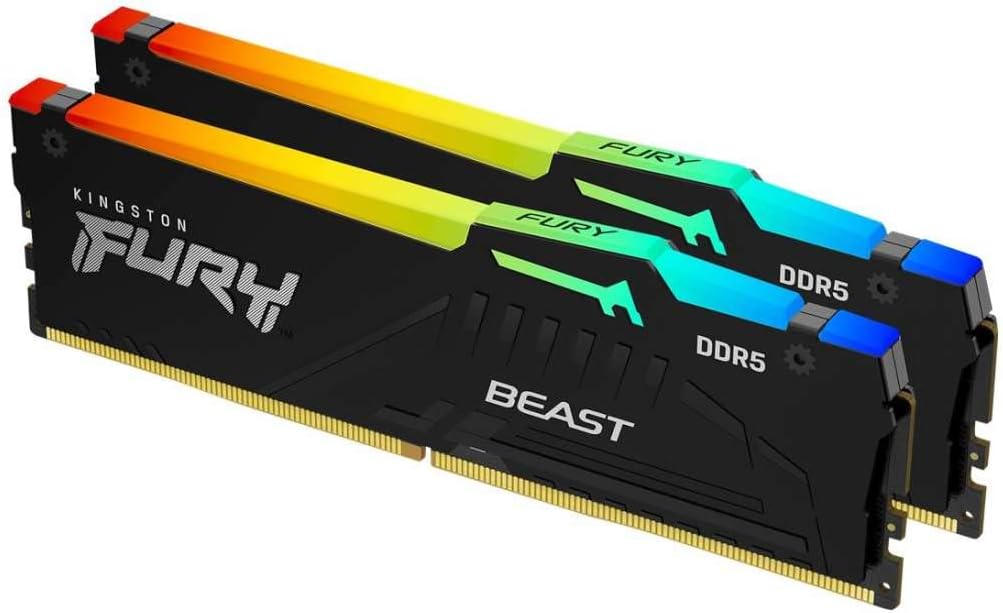 Kingston FURY Beast 16GB (2x8GB) 6000MT/s DDR5 CL36 RGB Desktop Memory Kit of 2 | Infrared Syncing | AMD Expo | Plug N Play | KF560C36BBEAK2-16