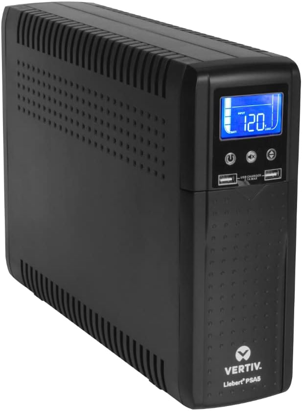 Liebert PSA5 UPS – 1000VA/600W 120V, Line Interactive, AVR, mini tower, 10 outlets, USB Charging, 3 year warranty, Uninterruptible Power Supply, Battery Backup with Surge Protection (PSA5-1000MT120)