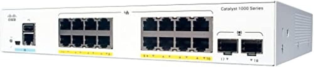 Cisco Catalyst 1000-16T-2G-L Network Switch, 16 Gigabit Ethernet Ports, 2 1G SFP Uplink Ports, Fanless Operation, Enhanced Limited (C1000-16T-2G-L)