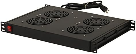 NavePoint Rack Cabinet Mounted Server 4 Fan Unit Cooling System with 4 Fans 110V Blk 1U