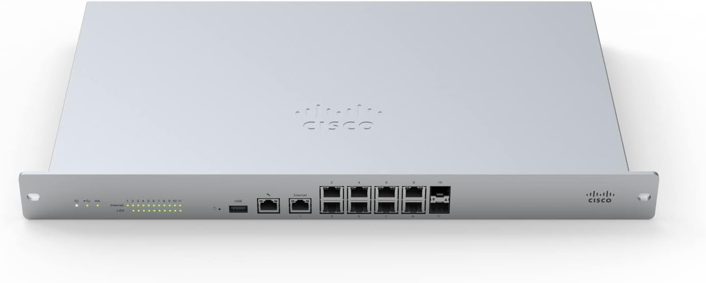 Cisco Meraki MX100 Security Appliance, Firewall, GigE, 1U, Rack-Mountable