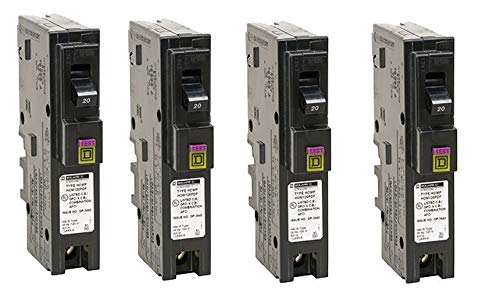 Square D by Schneider Electric HOM120PDFC Homeline Plug-On Neutral 20 Amp Single-Pole Dual Function (CAFCI and GFCI) Circuit Breaker, (Pack of 4)