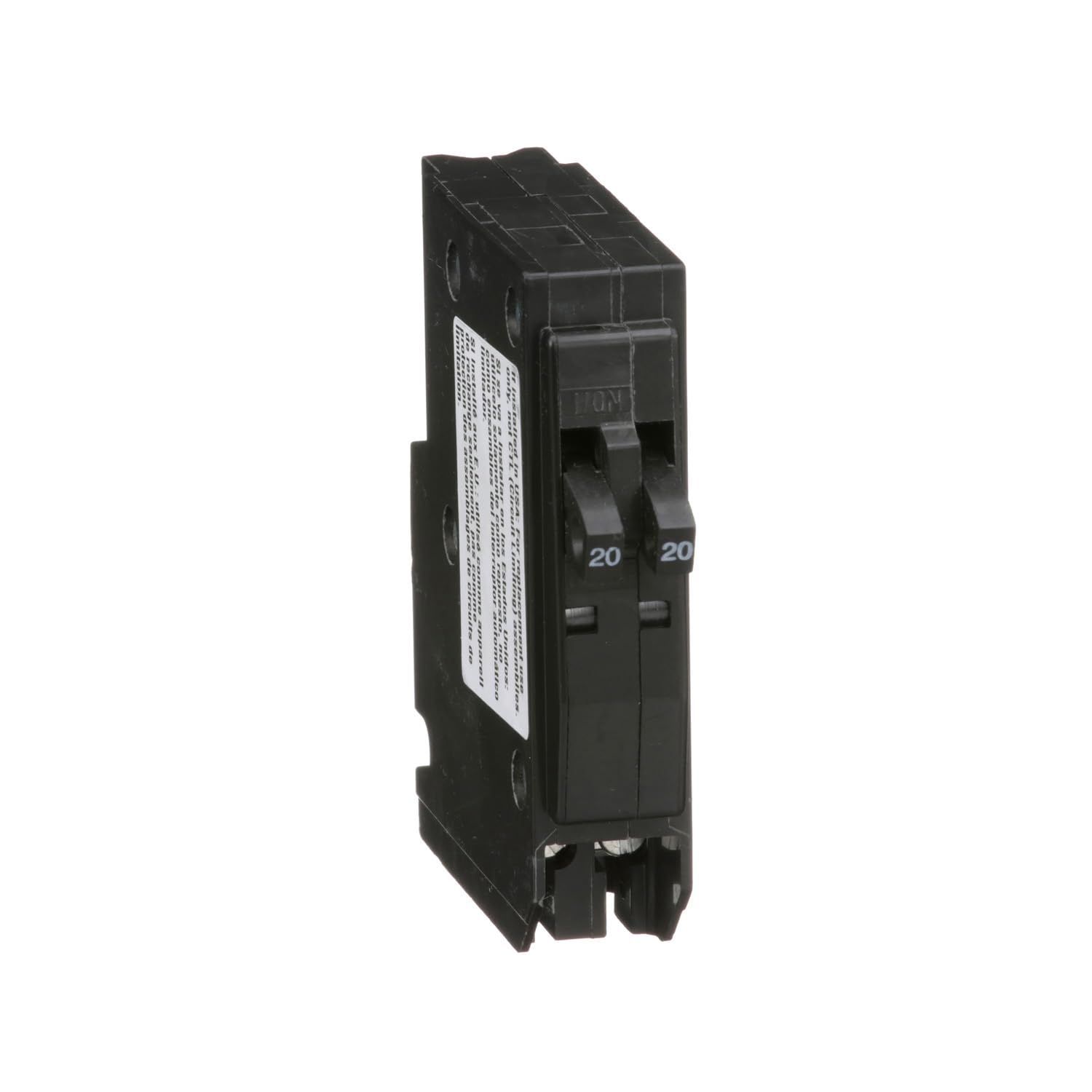 Square D – Tandem Mini Circuit Breaker, QO, 1 Pole at 20A, 120/240VAC, 10kA, Plug in Mount, Clam Pack – QO2020C