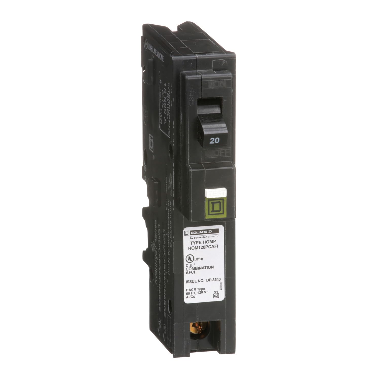 Square D – HOM120PCAFIC Homeline Circuit Breaker, 20-Amp, 120V, 1-Pole CAFCI , Plug-On Neutral