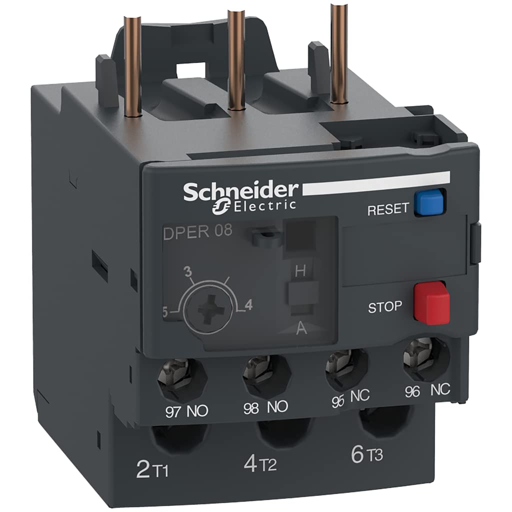 Schneider Electric DPER08 Easy TeSys Thermal Overload Relay with Manual/Automatic Reset, Screw Clamp Terminals | Used with Air Conditioner, Heat Pump, HVAC, AC Compressor and More, 2.5-4Amps