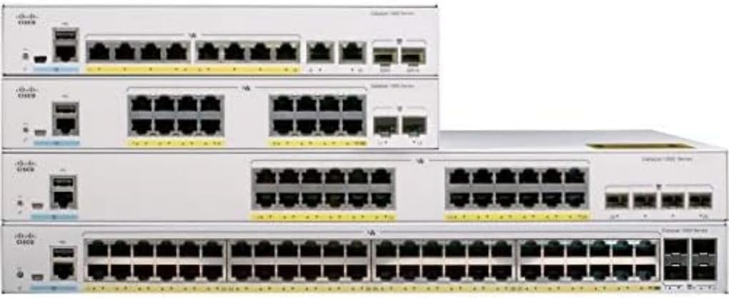 Cisco Catalyst 1000-48P-4G-L Network Switch, 48 Gigabit Ethernet PoE+ Ports, 370W PoE Budget, 4 1G SFP Uplink Ports, Enhanced Limited (C1000-48P-4G-L)