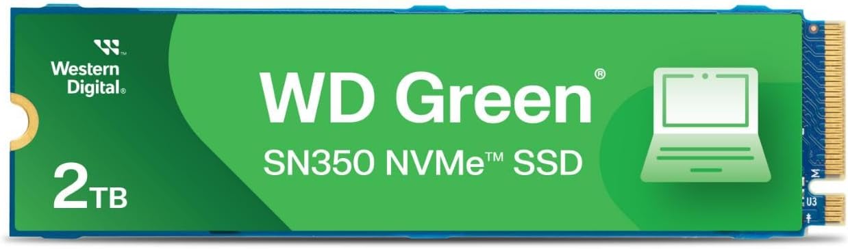 Western Digital 2TB WD Green SN350 NVMe Internal SSD Solid State Drive – Gen3 PCIe, QLC, M.2 2280, Up to 3,200 MB/s – WDS200T3G0C