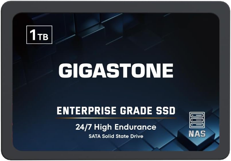 Gigastone Enterprise SSD 1TB NAS SSD Drive Cache 24/7 Durable TLC High Endurance Business Server Data Center RAID Network Attached Storage 2.5″ SATA Internal Solid State Hard Drives