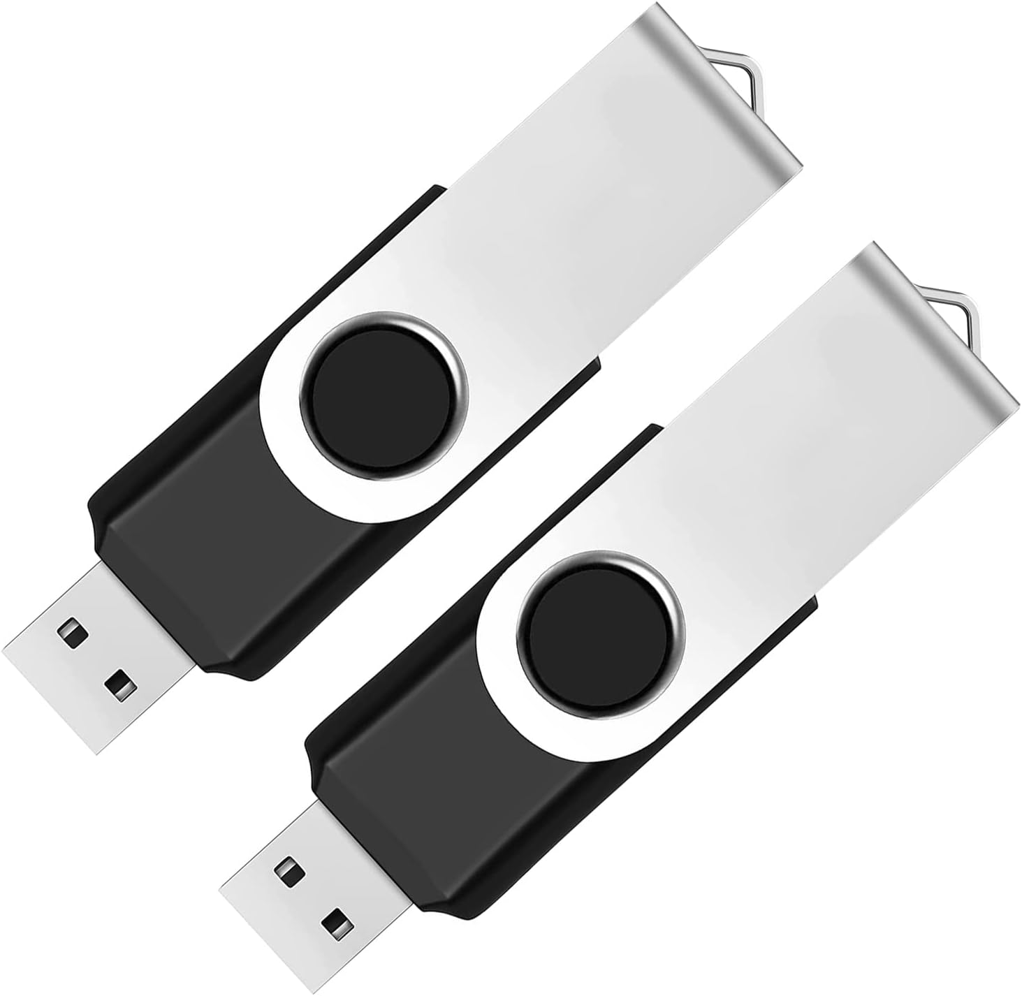 2 Pack 64GB USB Flash Drive USB 2.0 Thumb Drives Jump Drive Fold Storage Memory Stick Swivel Design – Black