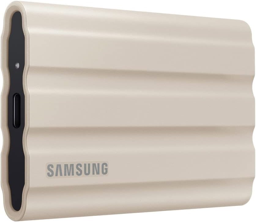 SAMSUNG T7 Shield 2TB, Portable SSD, up to 1050MB/s, USB 3.2 Gen2, Rugged, IP65 Rated, for Photographers, Content Creators and Gaming, External Solid State Drive ‎(MU-PE2T0K/AM, 2022), Beige