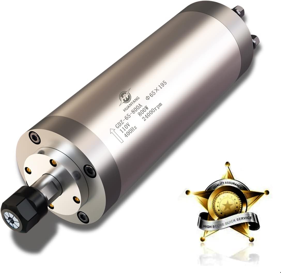 Water Cooled CNC Spindle Milling Motor 110V 800W 24000RPM 400hz Φ65mm ER11 Collet